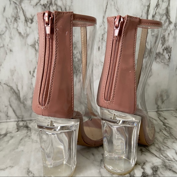 Women's Summer Clear Transparent Mauve Heel - Picture 2 of 4